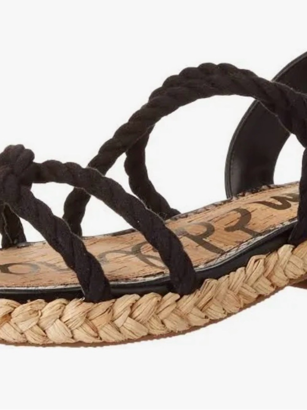 Sam Edelman Sandal Black Braided Rope Shoe Sandal with Natural Jute Trim